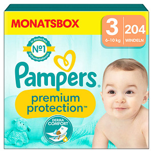 Pampers® Windeln Monatsbox premium protection™ Größe Gr.3 (6-10 kg) für Babys und Kleinkinder (4-18 Monate), 204 St.