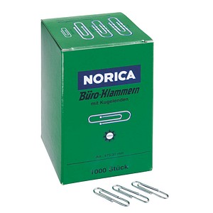 1.000 NORICA Büroklammern silber Metall