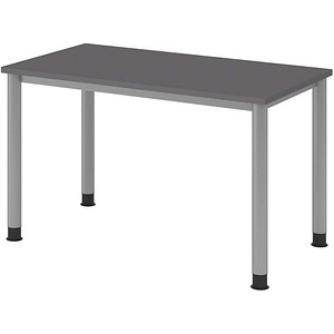 Hammerbacher Schreibtisch VHS, manuell höhenverstellbar, 81cm (H), 120x67,2cm (BxT), Graphit / silber 4032062322000 Hammerbacher