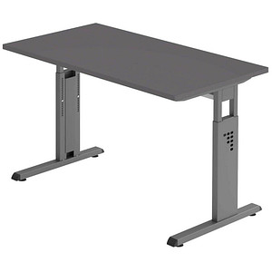 Hammerbacher Schreibtisch VOS, manuell höhenverstellbar, 85cm (H), 120x67,2cm (BxT), graphit / graphit 4032062322222 Hammerbacher 2 Stück