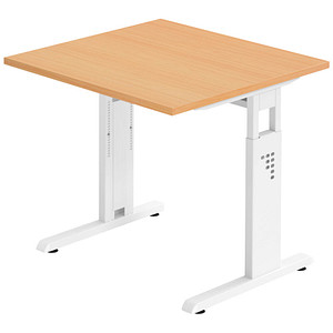 4032062142035 - HAMMERBACHER OS 08 höhenverstellbarer Schreibtisch buche quadratisch C-Fuß-Gestell weiß 800 x 800 cm 4032062142035 - HAMMERBACHER OS 08 höhenverstellbarer Schreibtisch buche quadratisch C-Fuß-Gestell weiß 800 x 800 cm