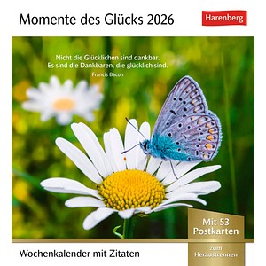 9783840036071 - Momente des Glücks Postkartenkalender 2026 - Wochenkalender mit Zitaten mit 53 Postkarten