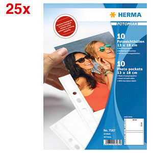 250 HERMA Fotosichthüllen Fotophan 13x18 cm weiß genarbt