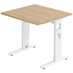 4032062164129 - HAMMERBACHER OS 08 höhenverstellbarer Schreibtisch eiche quadratisch C-Fuß-Gestell weiß 800 x 800 cm