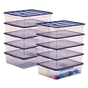 Bankers Box Aufbewahrungsboxen 12,0 l transparent, blau 32,0 x 40,0 x 11,0 cm, 10 St.