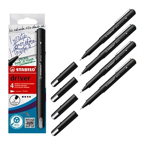 4006381614986 - STABILO dr!ver Fineliner 04 mm Nadelspitze Farbig sortiert EO1088 4-01 4 Stück