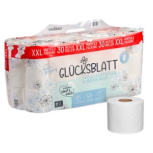 GLÜCKSBLATT Toilettenpapier XXL 3-lagig, 30 Rollen