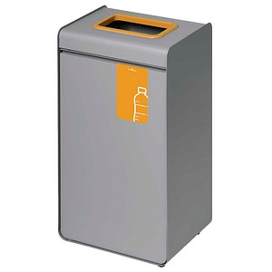 4005546743639 - Wertstoffsammler DURASORT® Volumen 55 l für Plastik farbiger Einwurf-Ring und Piktogramm Inneneimer Stahl und Kunststoff gelb-grau