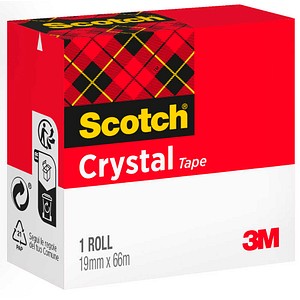 3134375261951 - Scotch Klebefilm Crystal Clear 600 19 mm x 66 m Karton hochtransparent leichtes und geräuschloses Abrollen (C6001966)
