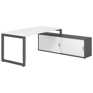 4032062332443 - Schreibtischkombination RSE16 höhenverstellbar 72-81cm (H) 160x80cm (BxT) rechteckig weiß   graphit 4032062332443 Hammerbach