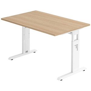4032062164150 - HAMMERBACHER OS 12 höhenverstellbarer Schreibtisch eiche rechteckig C-Fuß-Gestell weiß 1200 x 800 cm