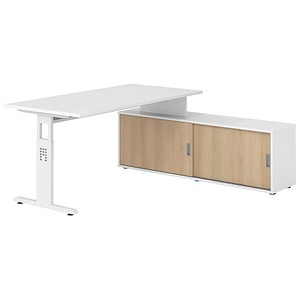 Hammerbacher Schreibtischkombination VOS, manuell höhenverstellbar 78cm (H), 160x80cm (BxT), weiß / weiß 4032062331668 Hammerbacher 5 Stück