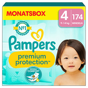 Pampers® Windeln Monatsbox premium protection™ Größe Gr.4 (9-14 kg) für Babys und Kleinkinder (4-18 Monate), 174 St.