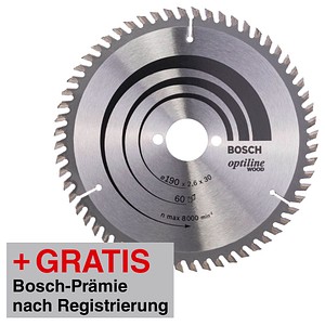 3165140373708 - AKTION BOSCH Optiline Wood Kreissägeblatt 1900 mm 60 Zähne mit Prämie nach Registrierung 3165140373708 - AKTION BOSCH Optiline Wood Kreissägeblatt 1900 mm 60 Zähne mit Prämie nach Registrierung