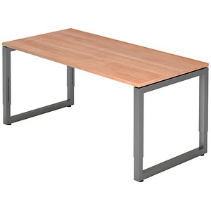 4032062167588 - HAMMERBACHER RS16 höhenverstellbarer Schreibtisch nussbaum rechteckig Kufen-Gestell grau 1600 x 800 cm