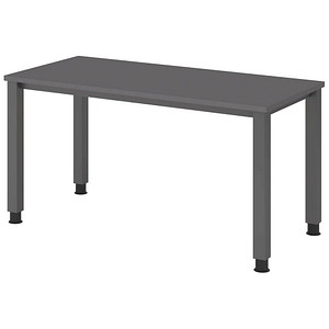 Hammerbacher Schreibtisch VQS, manuell höhenverstellbar, 81cm (H), 140x67,2cm (BxT), Graphit / graphit 4032062323342 Hammerbacher