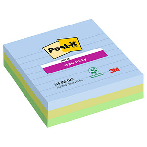 Post-it® Super Sticky Oasis Haftnotizen extrastark farbsortiert 3 Blöcke