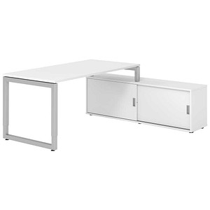 4032062332412 - Schreibtischkombination RSE16 höhenverstellbar  rechteckig weiß   silber 4032062332412 Hammerbacher
