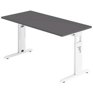 Hammerbacher Schreibtisch VOS, manuell höhenverstellbar, 85cm (H), 140x67,2cm (BxT), graphit / weiß 4032062323946 Hammerbacher 2 Stück