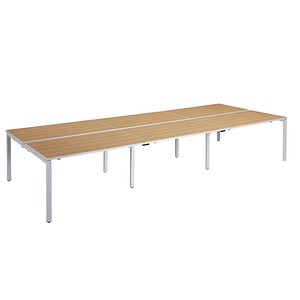 3660141254983 - Doppelschreibtisch easyDesk B6P80X1401323 75cm (H) 420cmx166cm (BxT) rechteckig buche   Weiß 3660141254983 PAPERFLOW