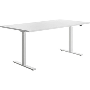 4014296860800 - Sitz-Steh-Schreibtisch E-Table TTS18080WW elektrisch höhenverstellbar 70-120cm (H) 180cmx80cm (BxT) rechteckig weiß   Weiß 4