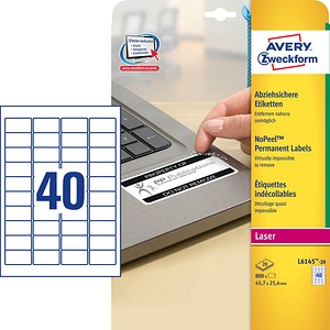 800 AVERY Zweckform abziehsichere Folienetiketten L6145-20 weiß 800 AVERY Zweckform abziehsichere Folienetiketten L6145-20 weiß