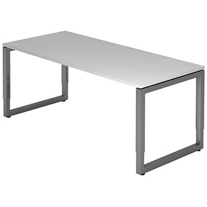 4032062167625 - eurokraft pro Schreibtisch mit Gestell aus Vierkant-Stahlrohr Höhe 650 - 850 mm BxT 1800 x 800 mm lichtgrau   graphit