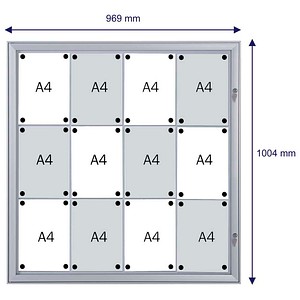 4016946223805 - Schaukasten Security 12 x A4  schwer entflammbar Metallrückwand weiß silber magnetisch 4016946223805 Franken
