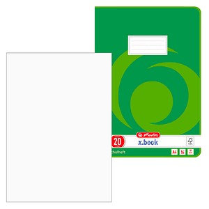 herlitz Schulhefte x.book Lineatur 20 blanko A4 ohne Rand, 16 Blatt, 1 St.