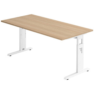 4032062164181 - HAMMERBACHER OS 16 höhenverstellbarer Schreibtisch eiche rechteckig C-Fuß-Gestell weiß 1600 x 800 cm 4032062164181 - HAMMERBACHER OS 16 höhenverstellbarer Schreibtisch eiche rechteckig C-Fuß-Gestell weiß 1600 x 800 cm