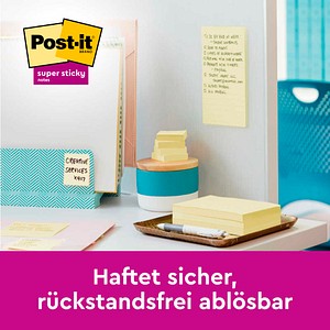 0051141381008 - Post-it Super Sticky Notes Haftnotizen 76 x 76 mm Gelb 90 Blatt Vorteilspack 14 Blöcke + 2 GRATIS