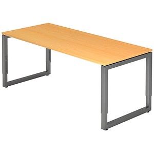 4032062167632 - eurokraft pro Schreibtisch mit Gestell aus Vierkant-Stahlrohr Höhe 650 - 850 mm BxT 1800 x 800 mm Buche graphit 4032062167632 - eurokraft pro Schreibtisch mit Gestell aus Vierkant-Stahlrohr Höhe 650 - 850 mm BxT 1800 x 800 mm Buche graphit