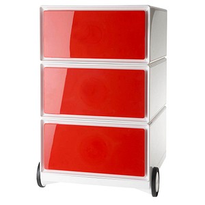 3660141921175 - easyBox Rollcontainer weiß rot 3 Auszüge 390 x 436 x 642 cm
