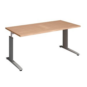 4004479022187 - röhr Techno höhenverstellbarer Schreibtisch ahorn rechteckig C-Fuß-Gestell silber 1600 x 800 cm