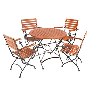 4041908125095 - Tischgruppe WIEN Set 14 5-tlg Garten Sitzgruppe Outdoor Braun Holz Metall Möbel