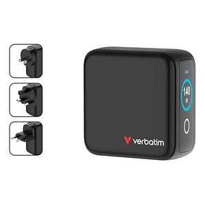 verbatim Mini GaN-Ladestation schwarz, 140 Watt / VA