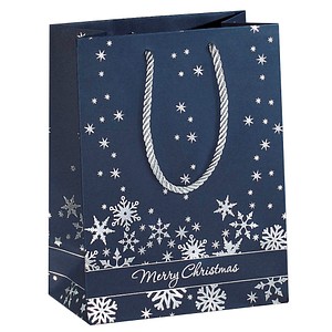 4004360835186 - Geschenktasche GT110 Silver Snowflakes Weihnachten farblich abgestimmte Tragekordel Silberprägung Silberne Schneeflocken 26 3 Stück