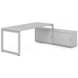 4032062332535 - Schreibtischkombination RSE19 höhenverstellbar 72-81cm (H) 160x80cm (BxT) rechteckig grau   silber 4032062332535 Hammerbache