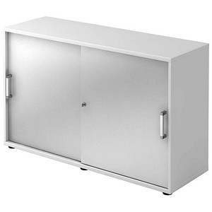 4032062155400 - Schiebetürenschrank Spanplatte 1 Fachboden abschließbar 1200 x 400 x 748 mm Silber Weiß 4032062155400 - Schiebetürenschrank Spanplatte 1 Fachboden abschließbar 1200 x 400 x 748 mm Silber Weiß