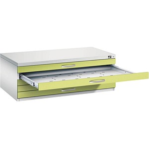 4067521472095 - Zeichnungsschrank DIN A1 5 Schubladen Höhe 420 mm lichtgrau   viridingrün C+P