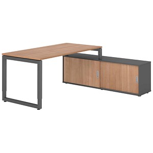 4032062332368 - Schreibtischkombination RSE16 höhenverstellbar  rechteckig nussbaum   graphit 4032062332368 Hammerbacher