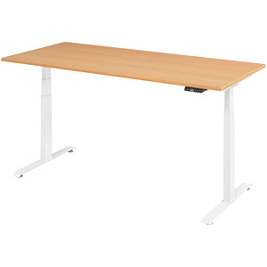 4032062320617 - Base Lite elektrisch höhenverstellbarer Schreibtisch buche rechteckig T-Fuß-Gestell weiß 1800 x 800 cm