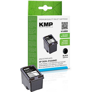 KMP H168BX  schwarz Druckerpatrone kompatibel zu HP 302XL (F6U68AE)