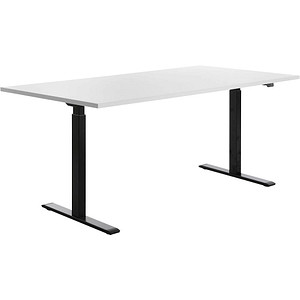 4014296860787 - Sitz-Steh-Schreibtisch E-Table TTS18080SW elektrisch höhenverstellbar 70-120cm (H) 180cmx80cm (BxT) rechteckig weiß   Schwar 4014296860787 - Sitz-Steh-Schreibtisch E-Table TTS18080SW elektrisch höhenverstellbar 70-120cm (H) 180cmx80cm (BxT) rechteckig weiß   Schwar