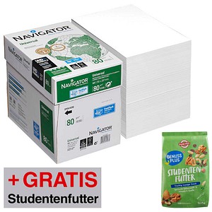 5602024120280 - AKTION NAVIGATOR Kopierpapier Universal DIN A4 80 g qm 5x 2500 Blatt + GRATIS 4x LEITZ Notizbuch DIN A6 kariert satin schwarz Hardcover 160 Seiten