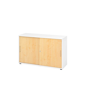 Hammerbacher Schiebetürenschrank V1752/V1753 V1752S/W/3/BS, abschließbar, 2 OH, weiß/ahorn, 120x74,8x40cm (BxHxT) 4032062185001 Hammerbacher