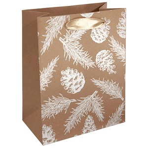 4004360769115 - 5 SIGEL Geschenktüten Pine cones and pine branches Large braun 180 x 230 cm