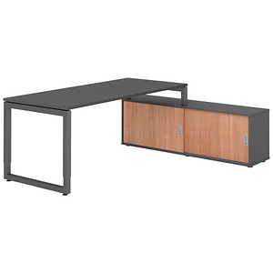 4032062332894 - Schreibtischkombination RSE19 höhenverstellbar 72-81cm (H) 160x80cm (BxT) rechteckig graphit   graphit 4032062332894 Hammerb