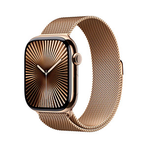 Apple Watch Series 10 46 mm Titan (GPS+Cellular) Milanaise Armband M/L  gold