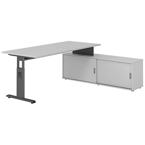 4032062331798 - OSE19SB höhenverstellbarer Schreibtisch lichtgrau rechteckig T-Fuß-Gestell grau 1800 x 800 cm